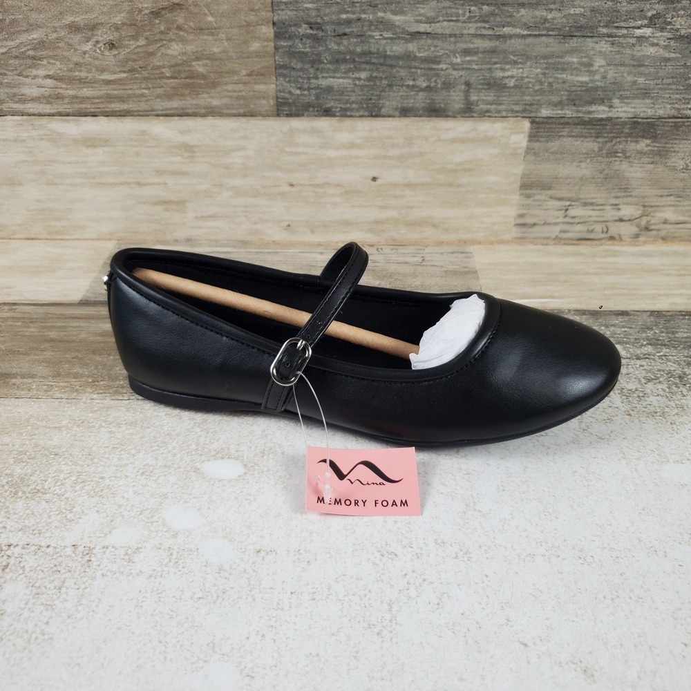 Nina Kammy Kids Mary Jane Shoes Sz 3 M Black Smooth Leather Strap Adjustable
